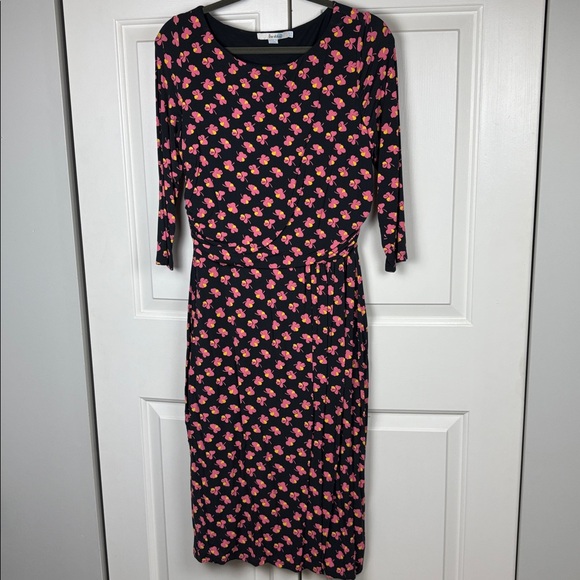 Boden Dark Grey Dress with Pink and Yellow Floral Design - 10L - Picture 2 of 9